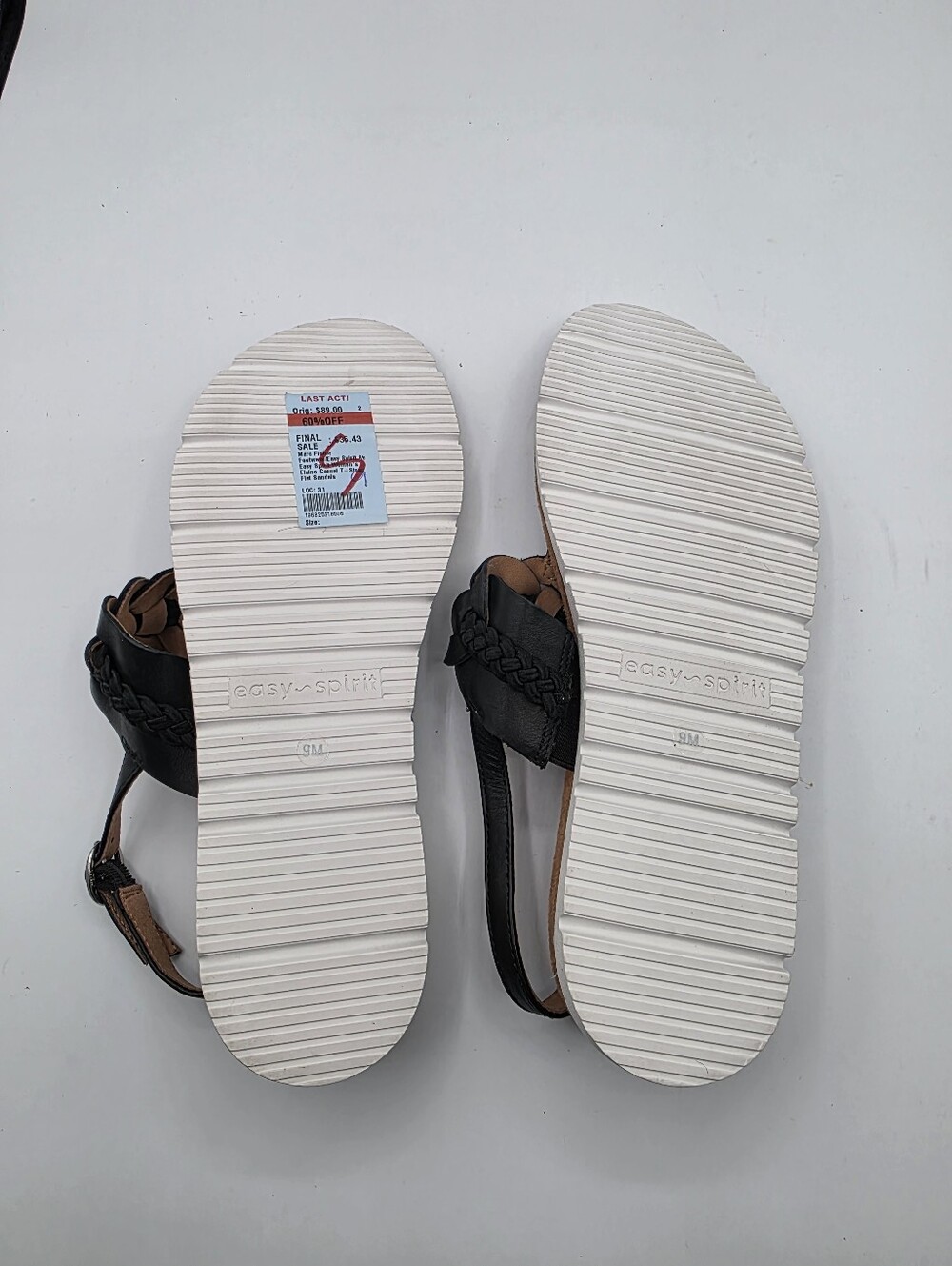 Easy Spirit Womens Elaine Leather Braided Thong Sandals Black Size 9 Shoes NEW - Picture 7 of 8
